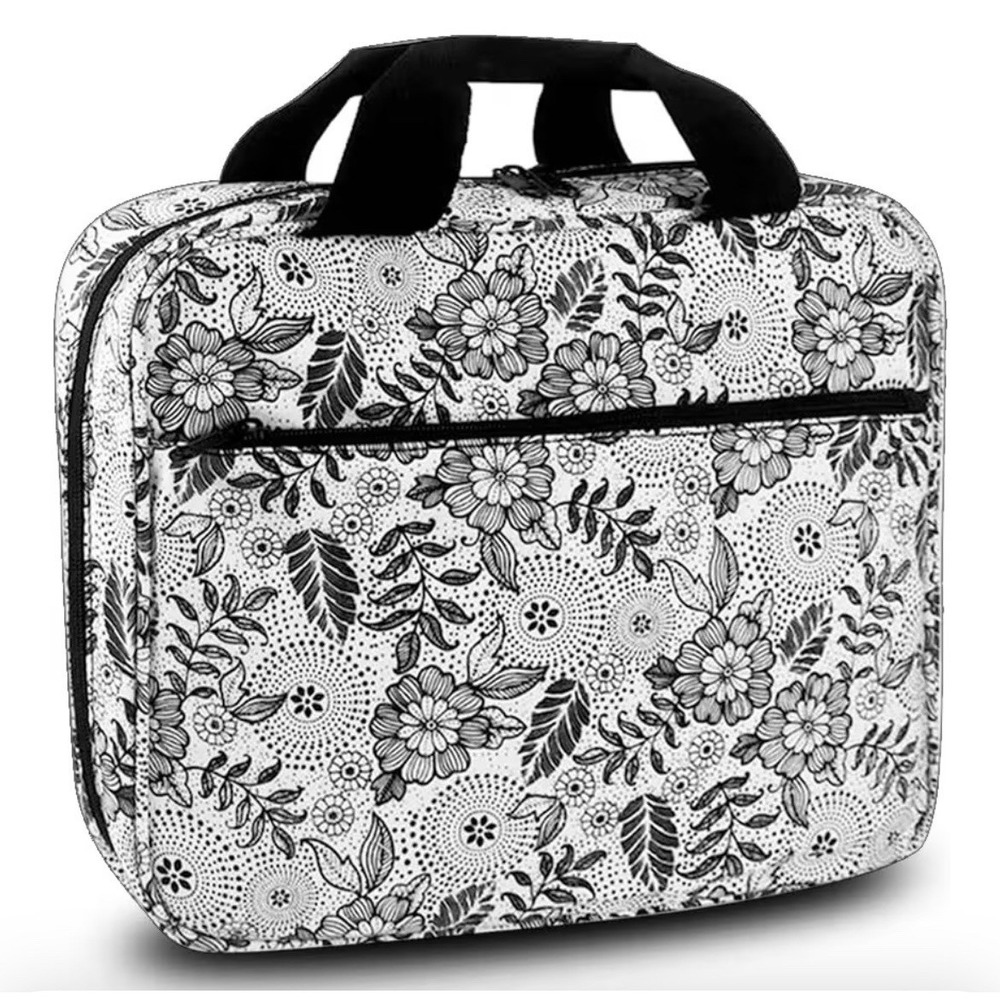Large Carrying Case For Bible Floral Handle‎ Zip Compartments Travel Church New